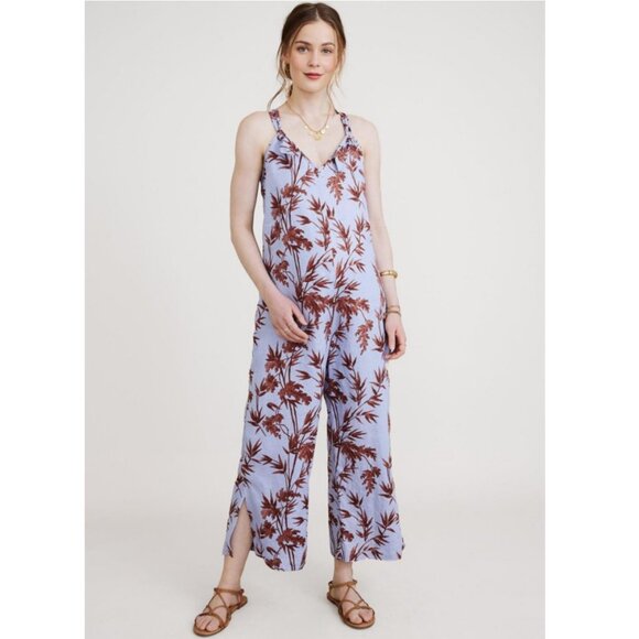 Hatch Maternity Noa Jumpsuit 100% Linen Heron Print Boho Floral Wide Leg Nursing - Picture 15 of 15